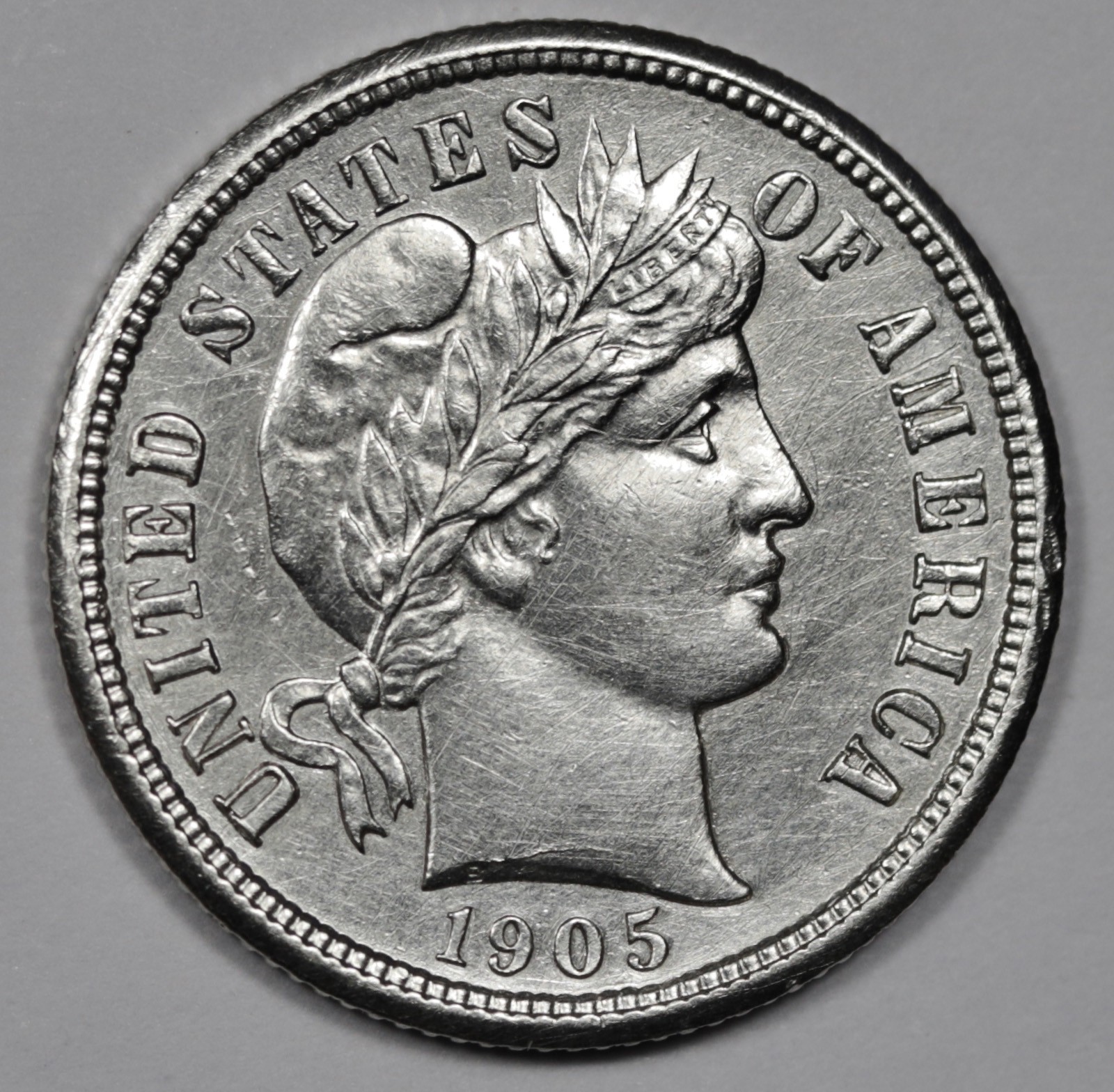 1905-s Barber Dime.  AU.   209400