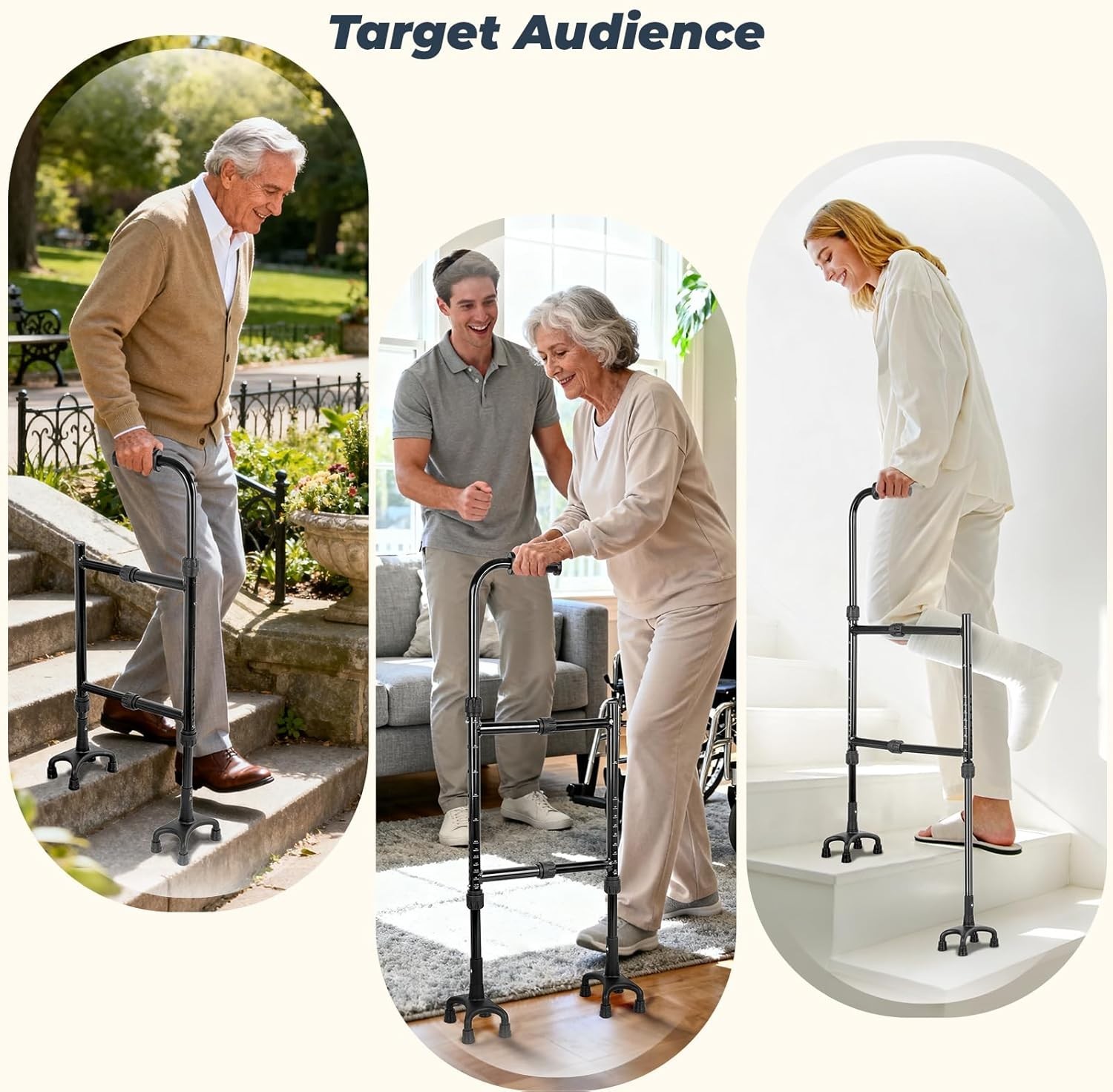 Stair Climbing Aid Cane for Seniors – Height & Width Adjustable, Lightweight ...
