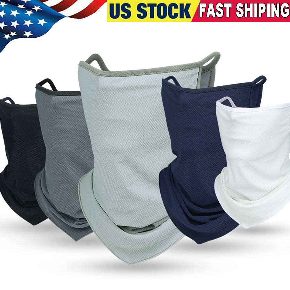 Breathable Anti UV Face Cover Mask Neck Gaiter Face Scarf Bandana with Loops Ear