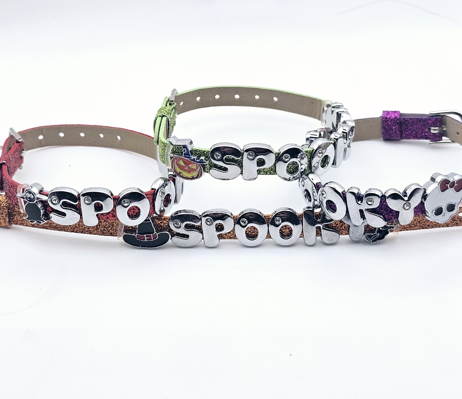 Spooky 8mm leather charm bracelet with charms