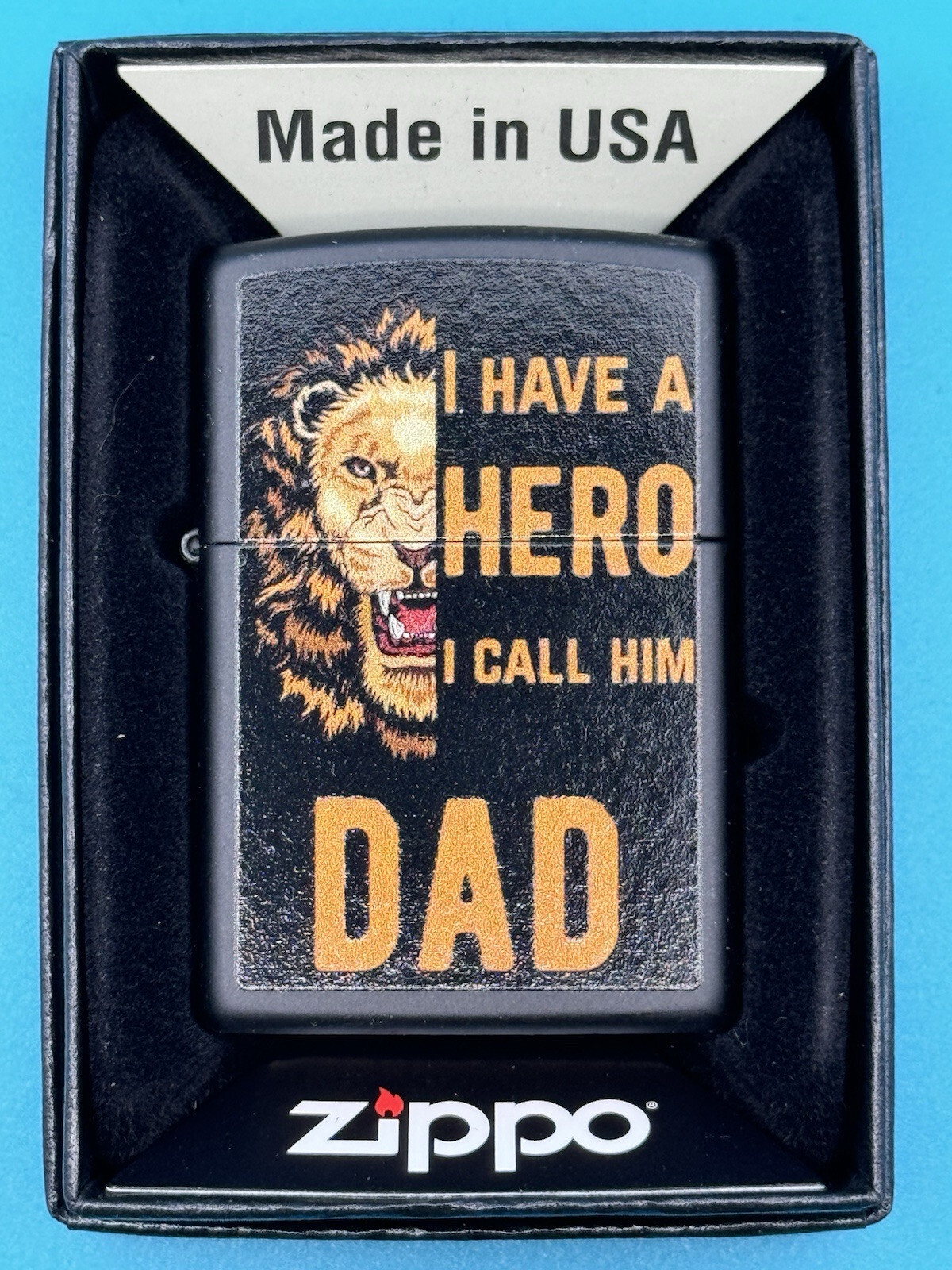 I Have A Hero I Call Him Dad Black Matte Zippo Lighter NEW