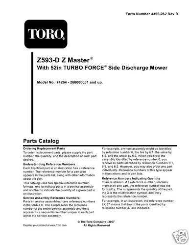 Toro Z593-D Z Master Parts Manual