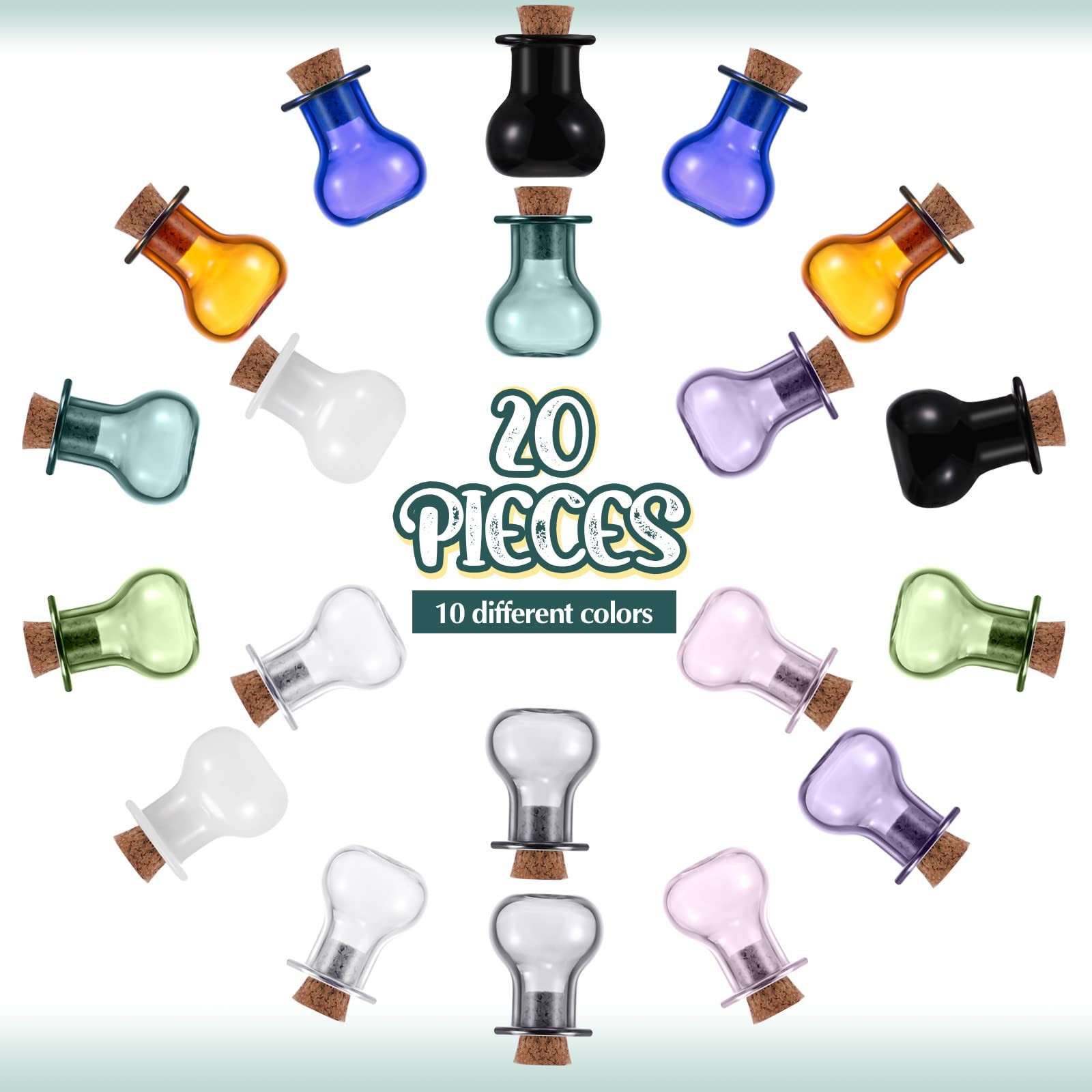 20 Pieces Tiny Spell Jars Mini Potion Bottles with Cork Clear Rum Mini Bottle...