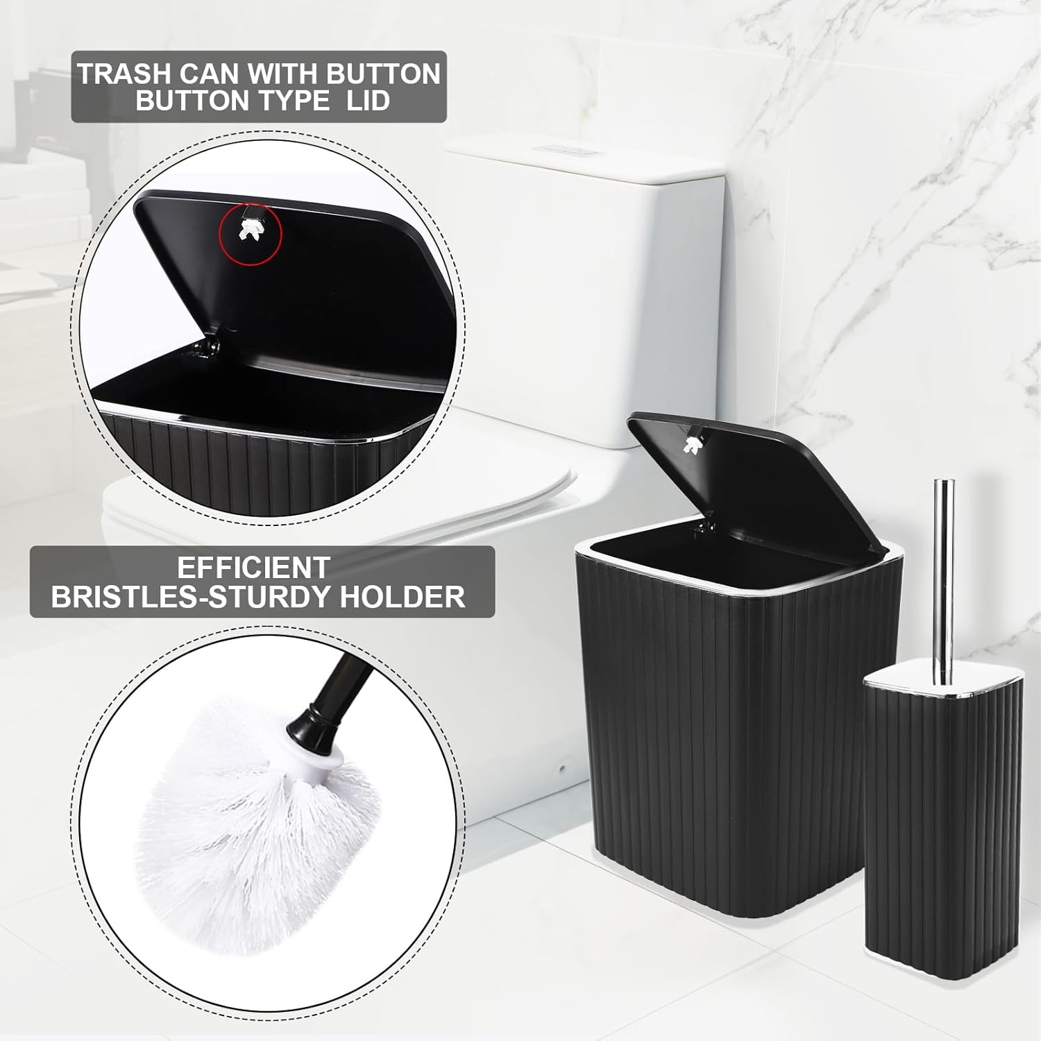 Bathroom Accessories Set - Gorgeous Bathroom Set, 10PC Black Bathroom Accessory