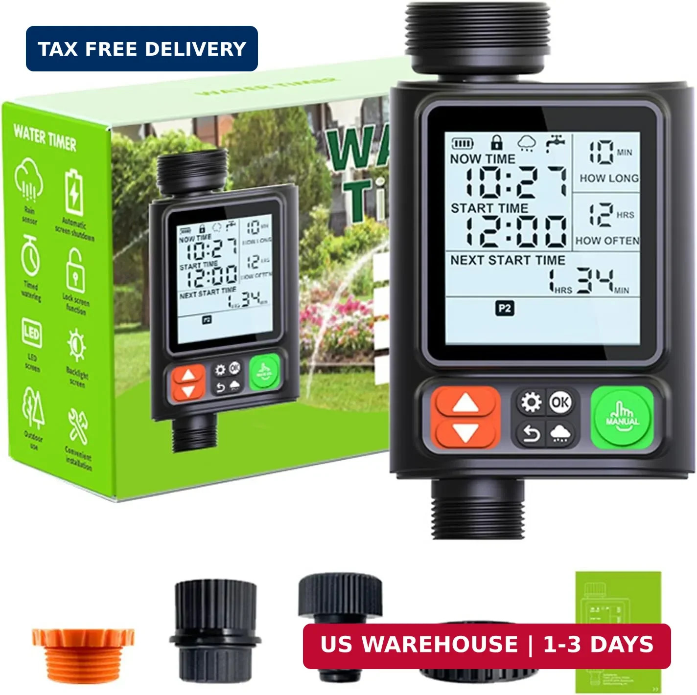 Sprinkler Timer for Garden Hose, Upgrade 10 Programmable Water Timer with Auto R