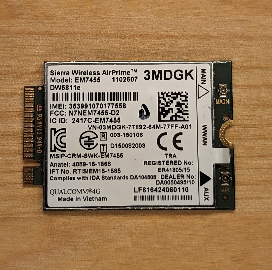 DELL QUALCOMM SIERRA WIRELESS EM7455 DW5811E 4G LTE 300MBPS NGFF MODULE 3MDGK