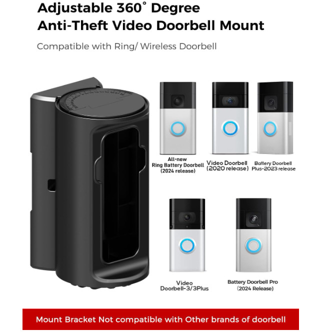 Adjustable 360° Degree Doorbell Angle Mount Compatible with Ring/Wireless Video