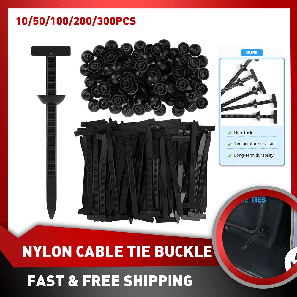 10/50/100/200 Nylon Universal Cable Tie Buckle Self-Locking Nylon Zip Tie Holder
