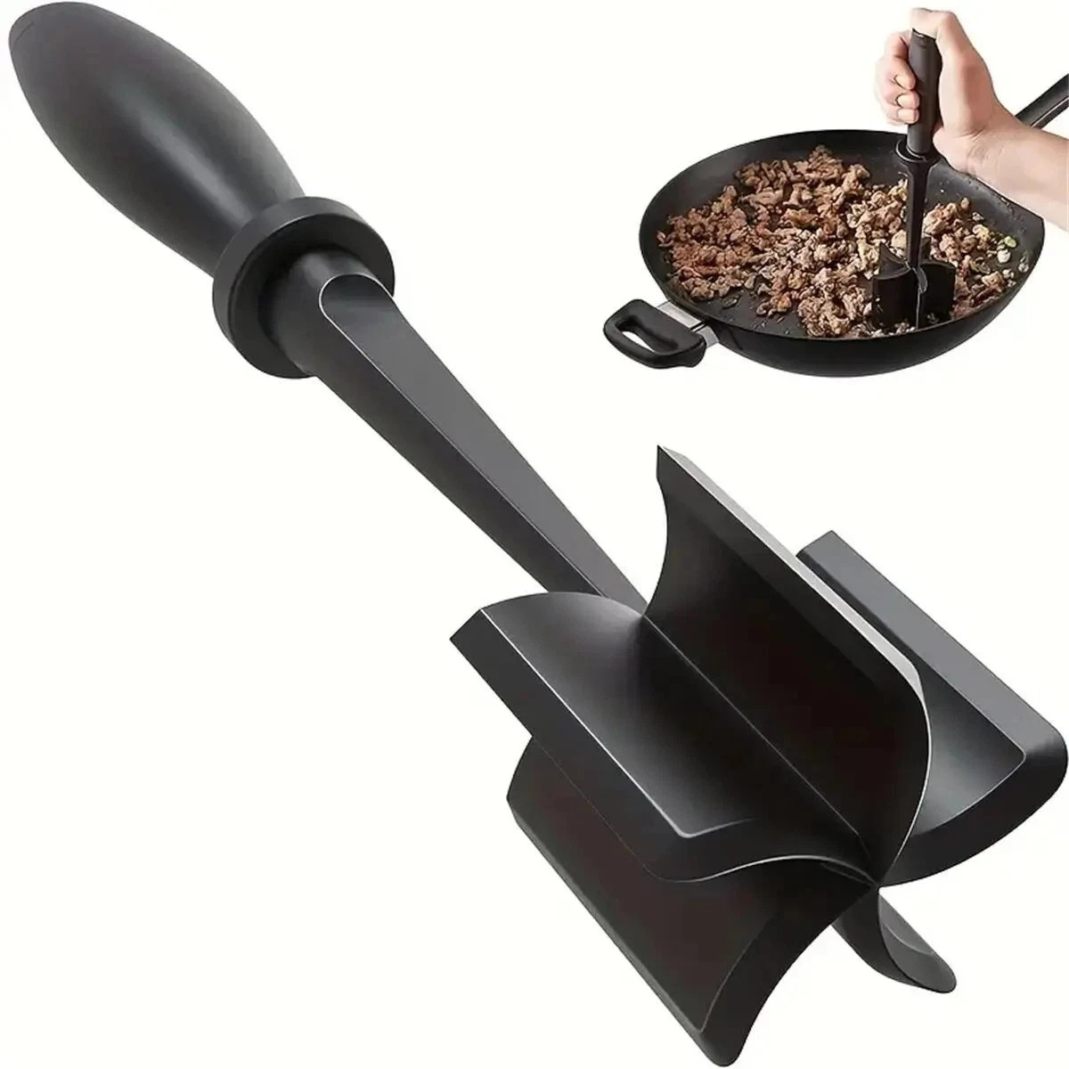 Pampered Chef Mix Chop Meat Chopper Black Nylon Crumble Mixer Masher*