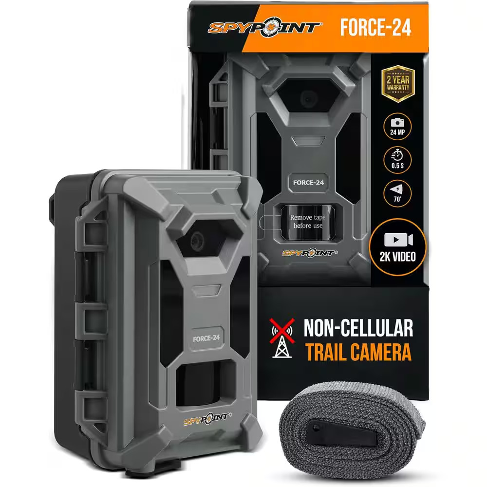 Force-24 Non-Cellular Trail Camera, 2K Video 24MP, Low-Glow Leds, 70Ft Detection