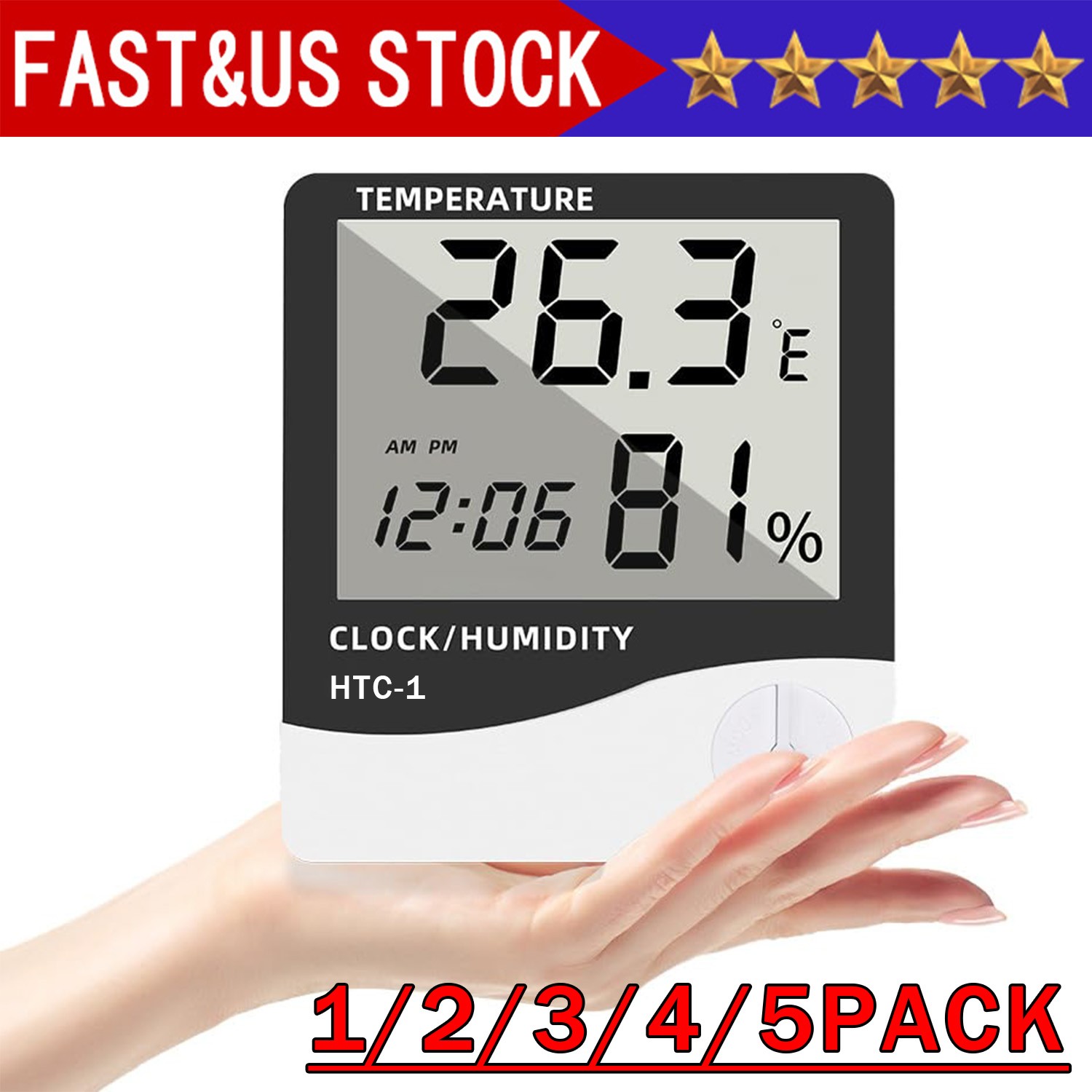 THERMOMETER INDOOR Digital LCD Hygrometer Temperature Humidity Meter Alarm Clock
