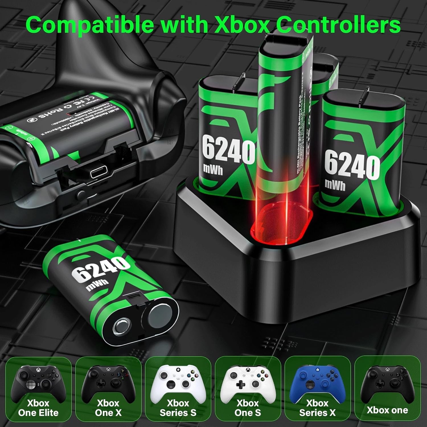 Rechargeable Xbox Controller Battery Pack for Xbox one/Xbox One S/Xbox X/Xbox...