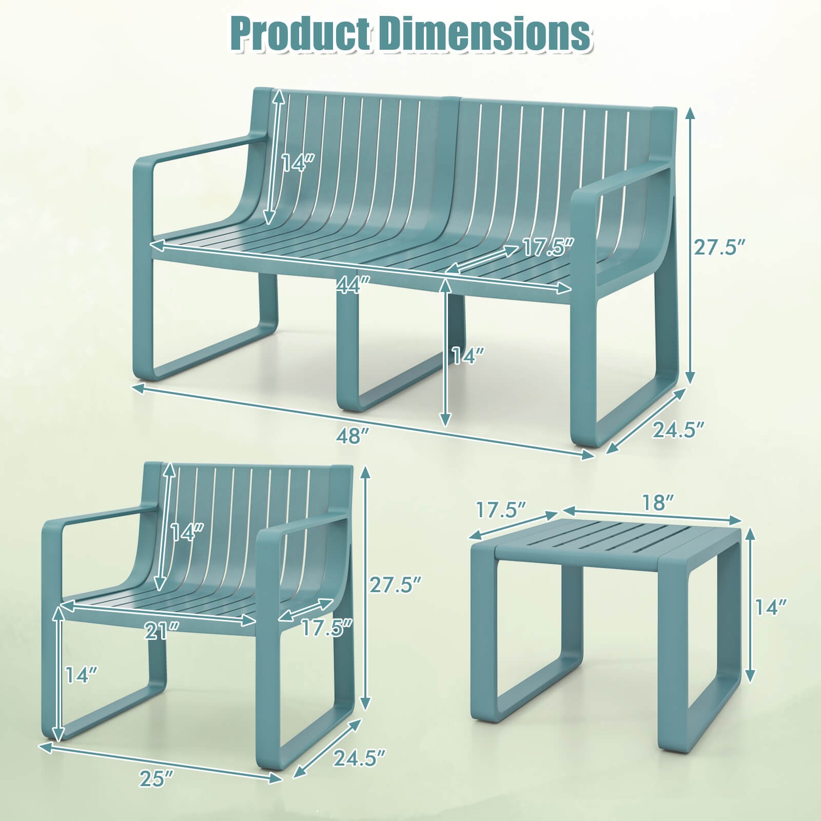 5-Piece Patio Furniture Set w/ 1 Loveseat 2 Patio Chairs & 2 Side Tables