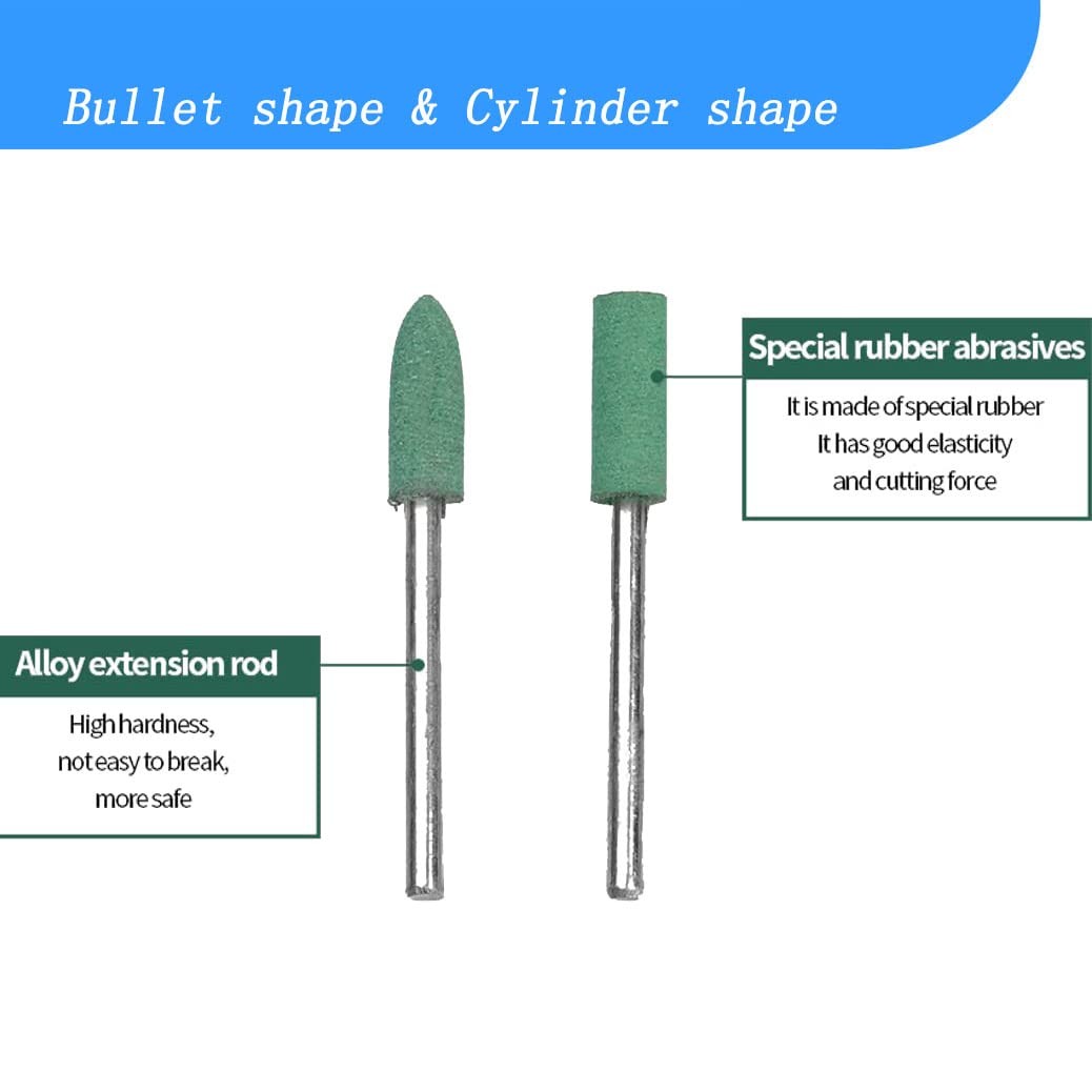 100 Pcs 𝐑𝐮𝐛𝐛𝐞𝐫 𝐏𝐨𝐥𝐢𝐬𝐡𝐢𝐧𝐠 Bits - 1/8 Inch Shank Silicone Rubber...