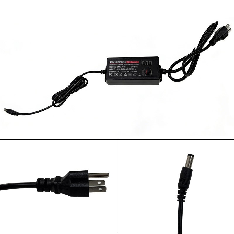 72W Power Supply DC 3V~24V Adjustable Variable Universal Switching AC/DC Adapter