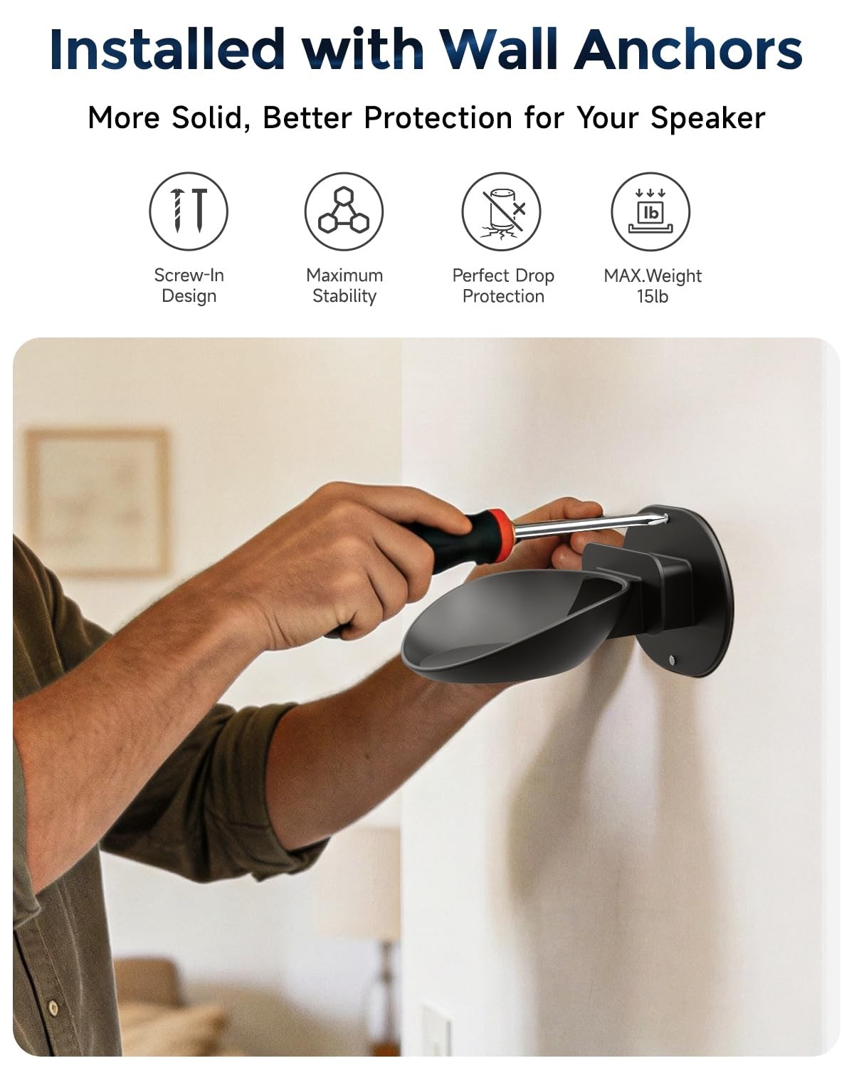 Universal Wall Mount Shelf for Echo Dot HomePod Mini Cable Management Black