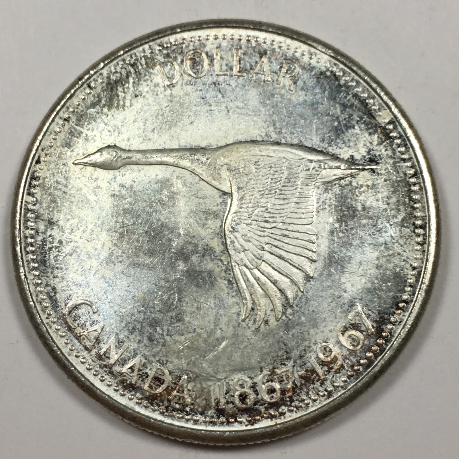 1967 Canada 80% Silver Dollar - Mint State (MS) KM#70 0.6 ASW - 8244-SF
