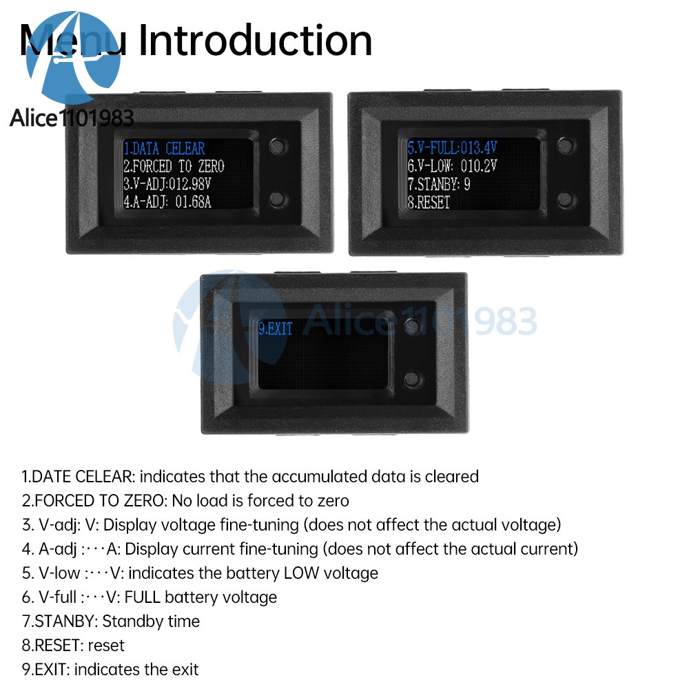 9in1 Multimeter DC4-30V Power Tester Voltage Current Capacity Meter 10A 50A 100A