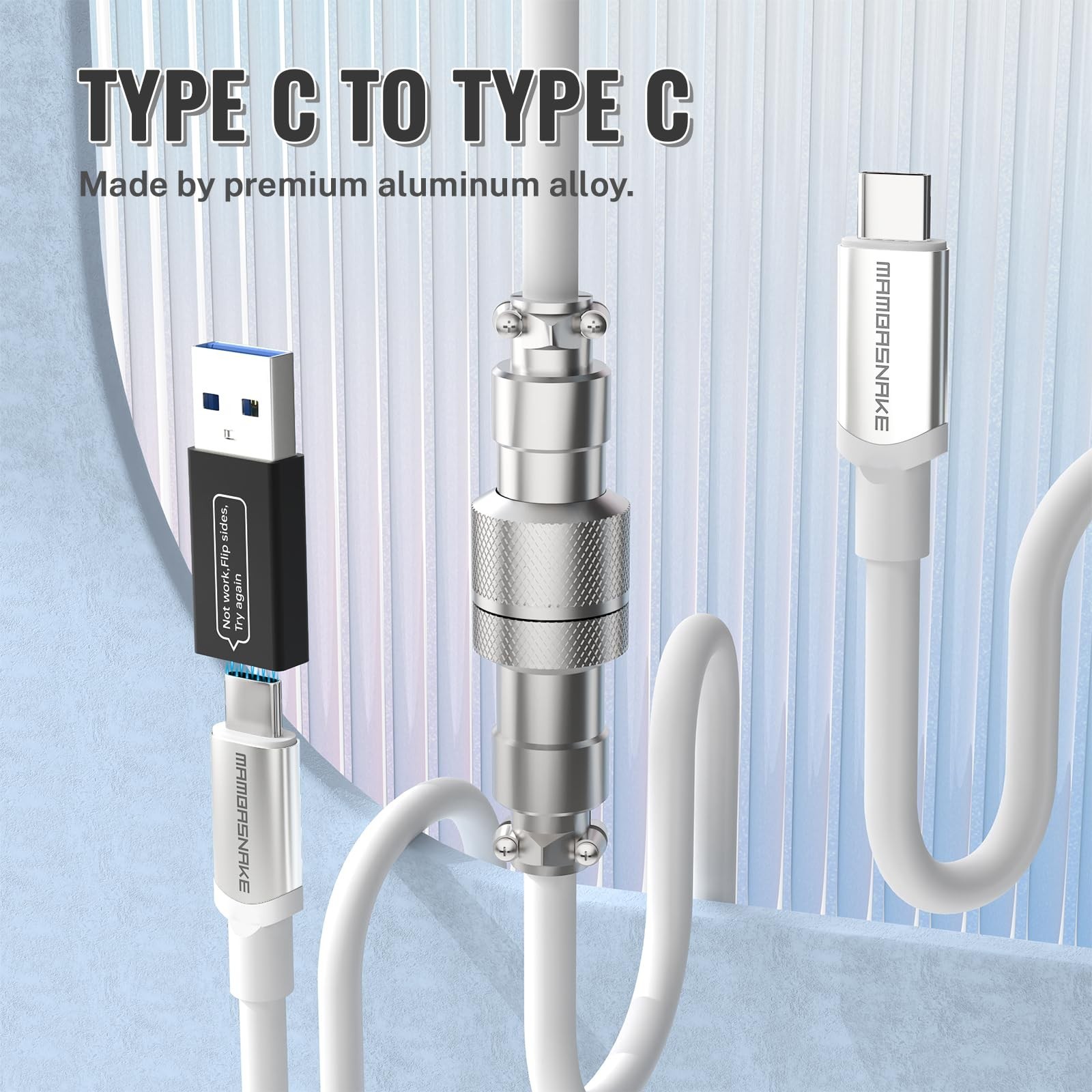 ATTACK SHARK CO4-C Coiled USB C Cable for Mechanical Keyboard with USB to USB...