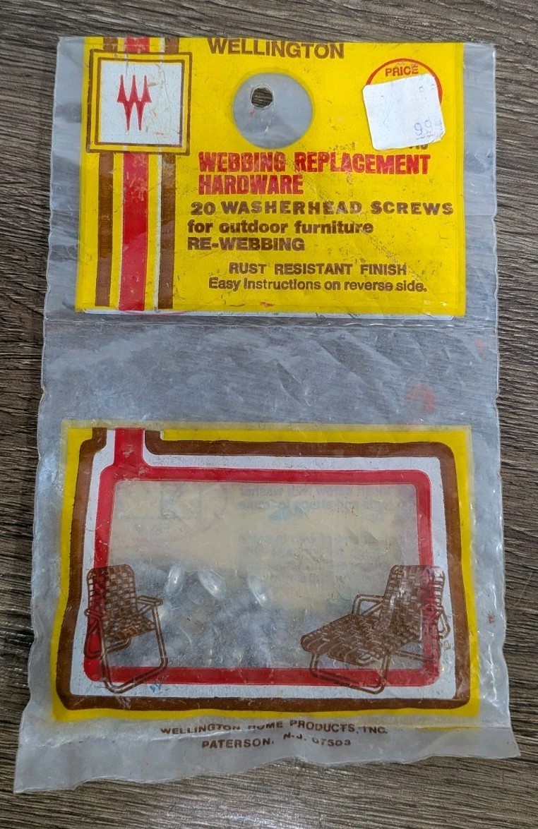 Wellington Bag of 20 Washer Head Outdoor Furniture Re-webbing Screws Vintage NOS
