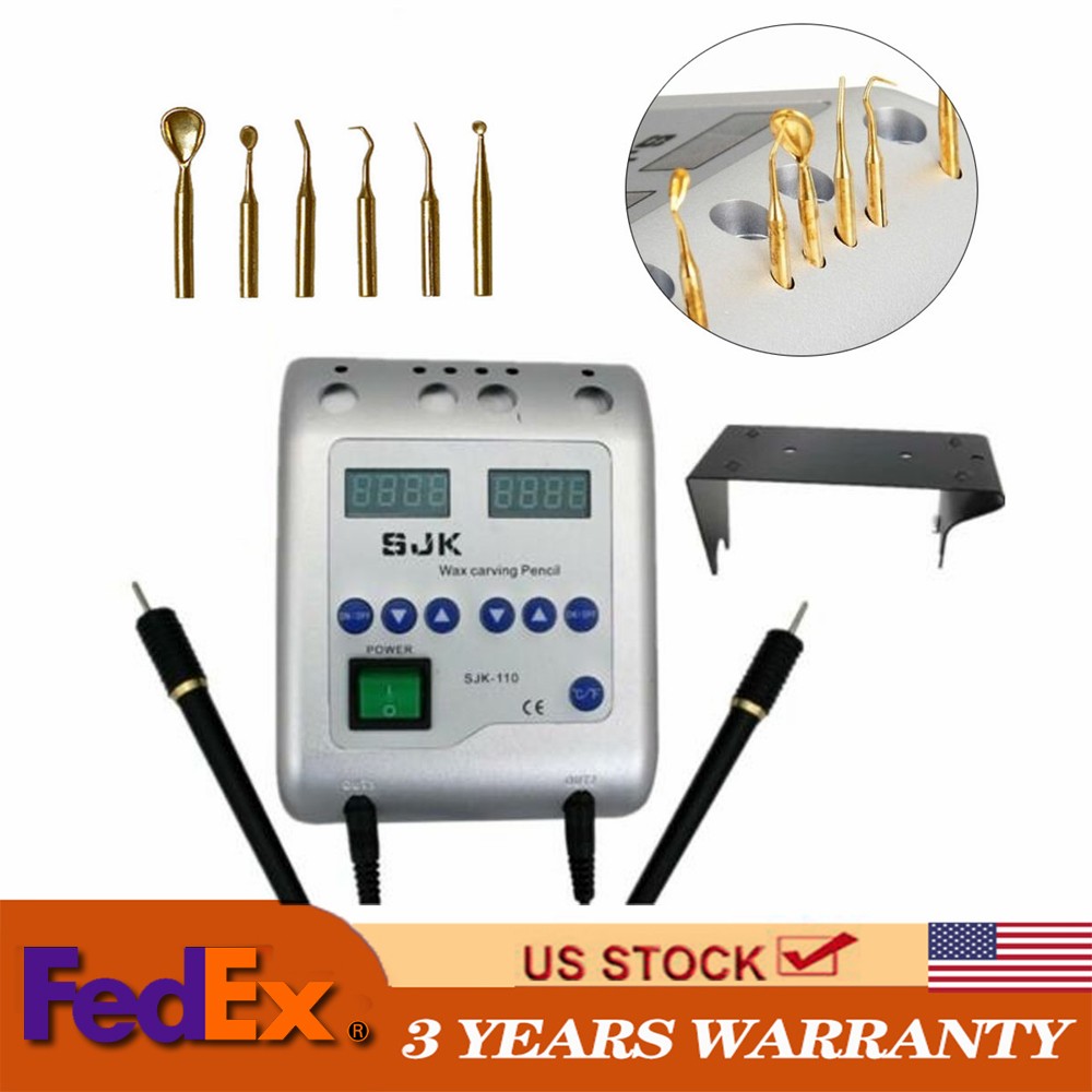SJK Dental Lab Electric Wax Knife Waxer 2 Carving Pen Pencil Carver With 6 Tips