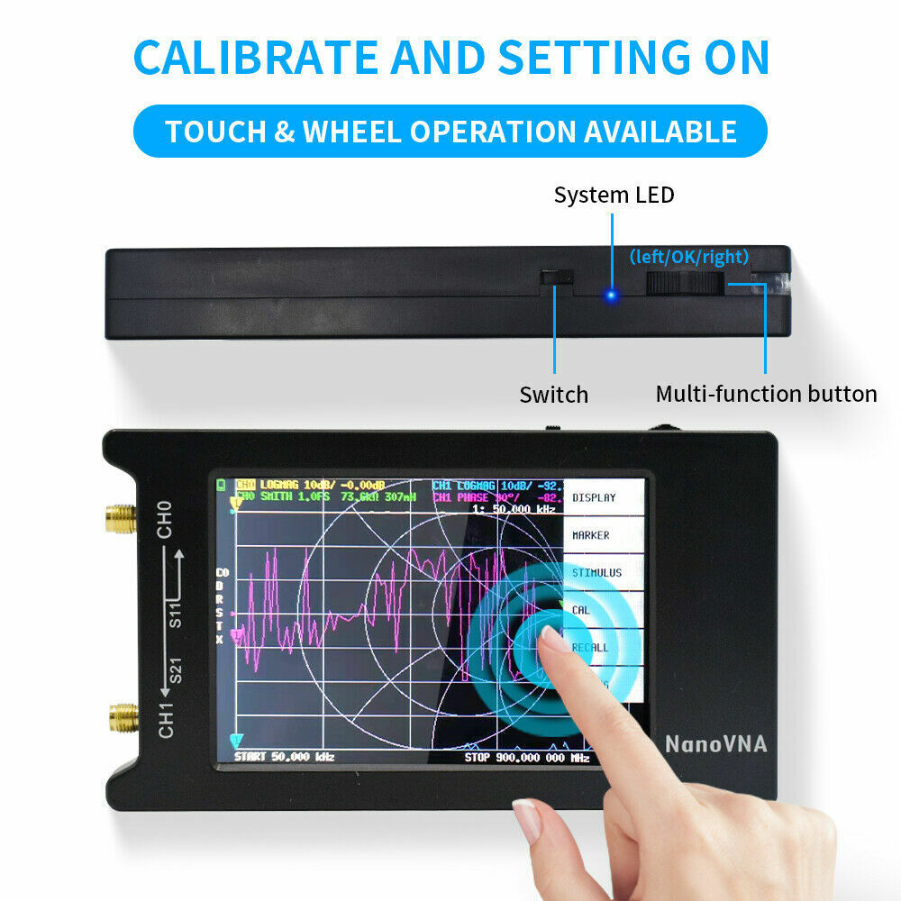 Tiny Antenna Analyzer USB 4'' LCD Touch Screen w/1950mAh Battery 50KHz-1.5GHz