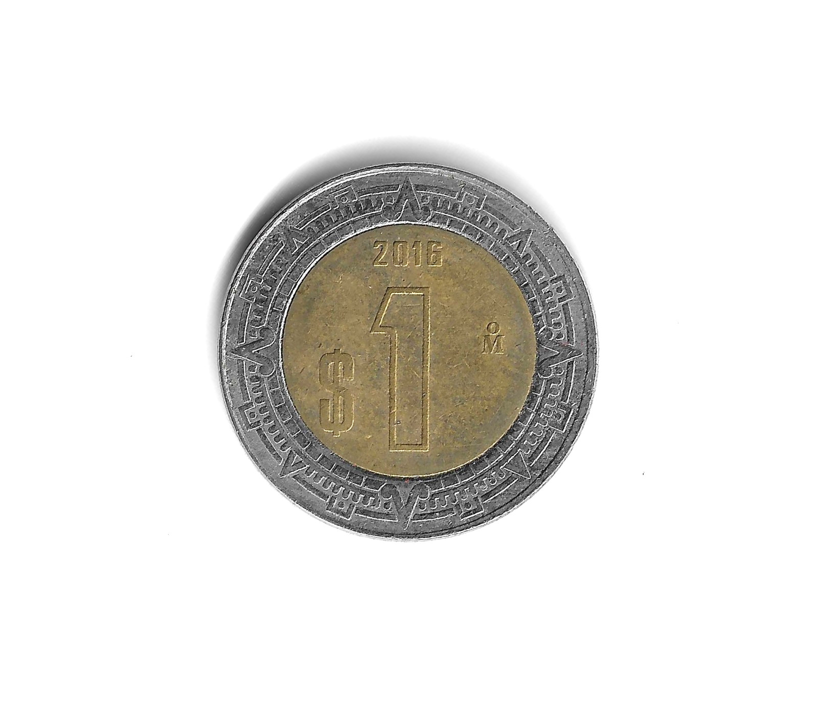 2016 Mexico - 1 Peso - 739 - Bi-Metallic - 3.9g