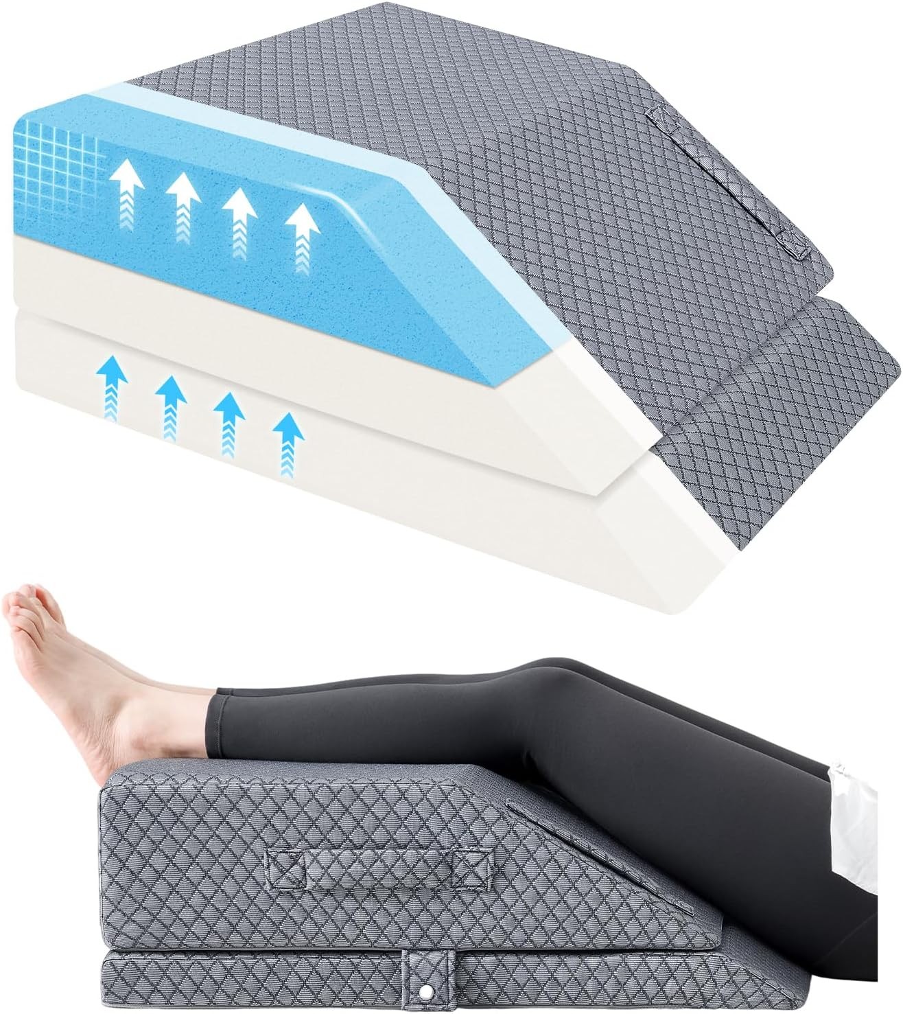 2 Height Adjustable Wedge Leg Pillow for Elevation, Memory Foam Leg Elevation...