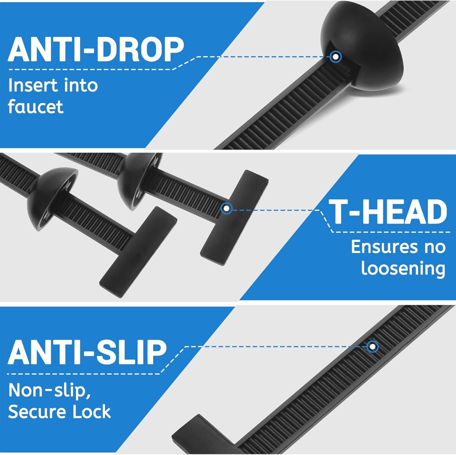 70 Pcs Nylon Universal Cable Tie Buckle, Heavy Duty Self-Locking Black
