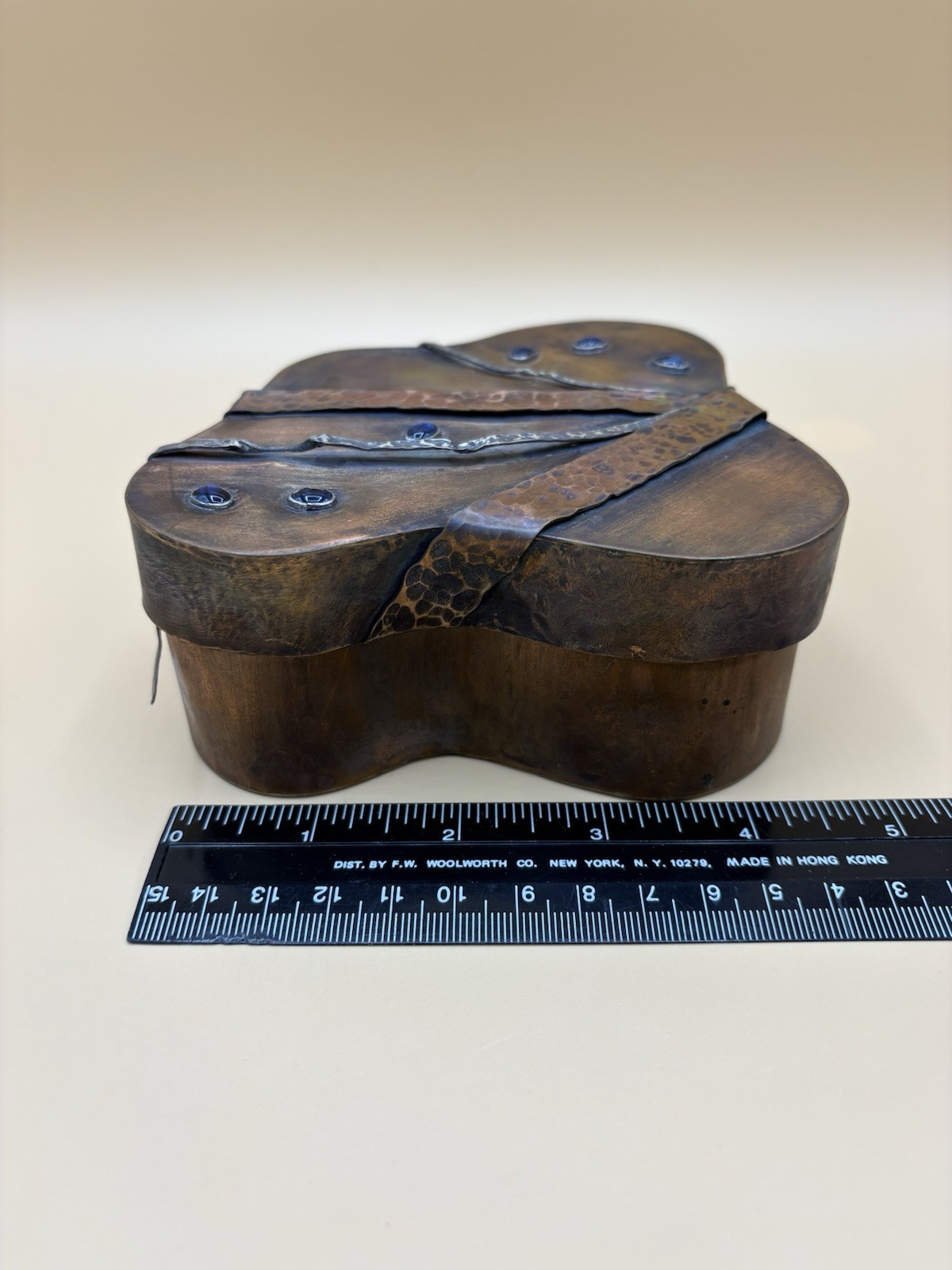 Hand Crafted Lidded Copper Box, Amoeba Shape