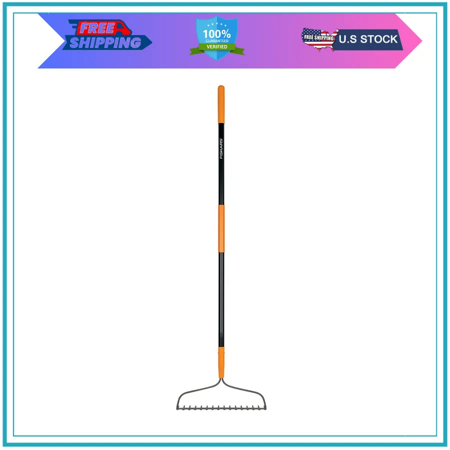 Fiskars 64 Inch Steel Bow Rake with Fiberglass Handle Garden Tool