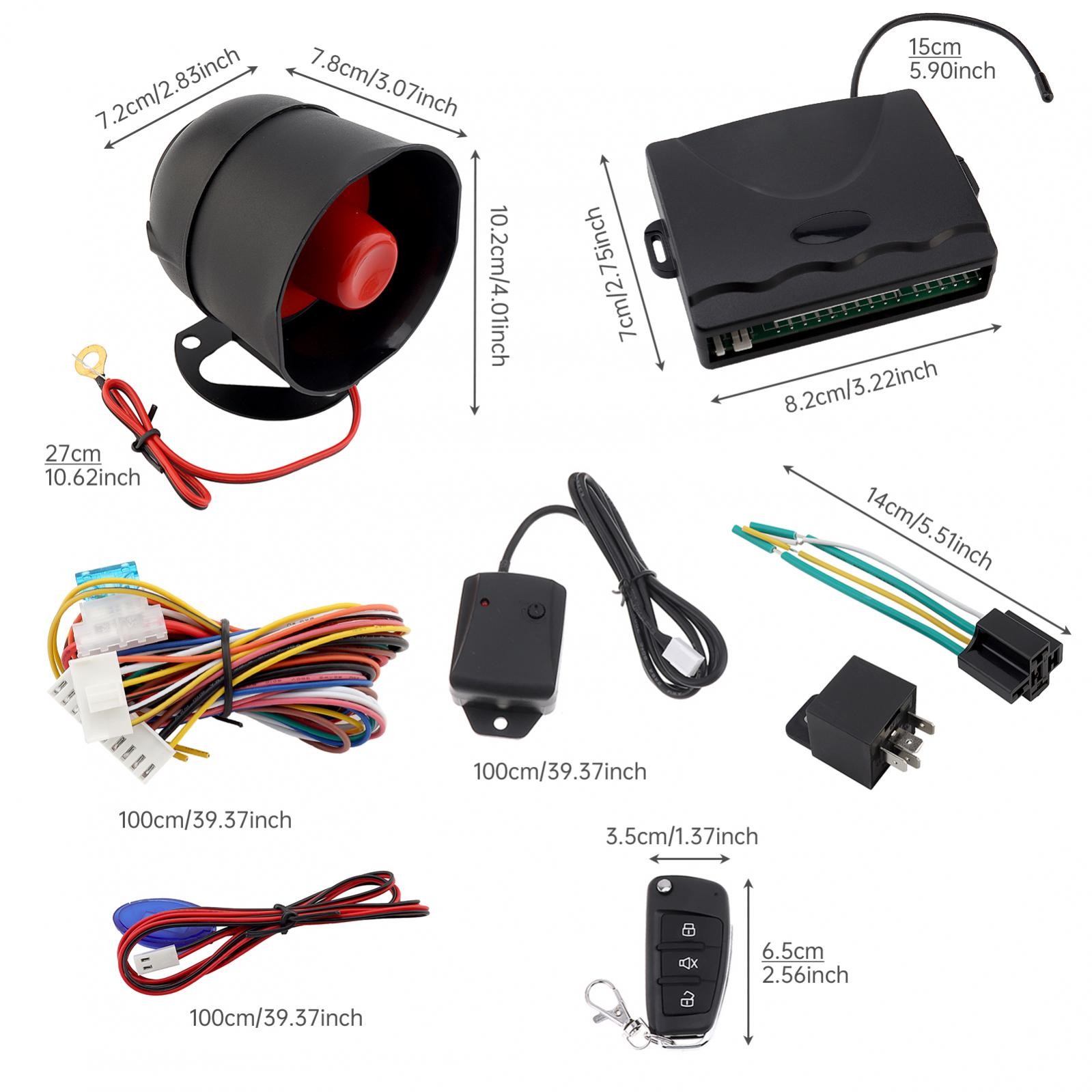12V Auto Car Alarm Keyless Entry System with Remote Control Siren Sensor Wiring