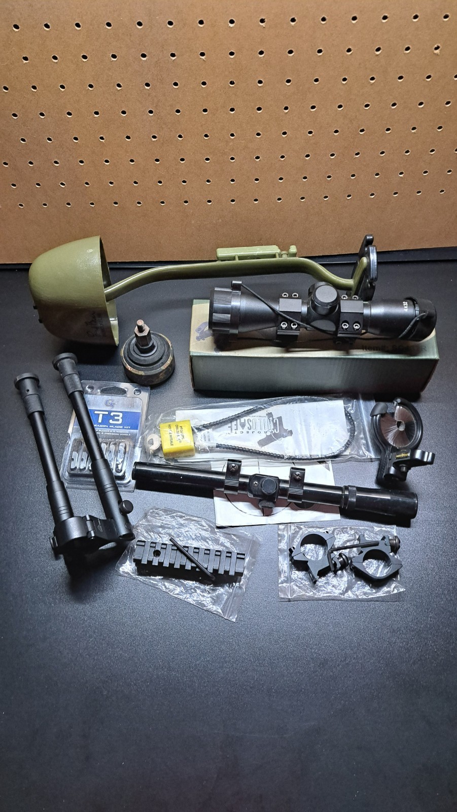 Lot Of Hunting UTG Bipod Bear Quiver Tasco FS Scope Rings  Picatinny Lock