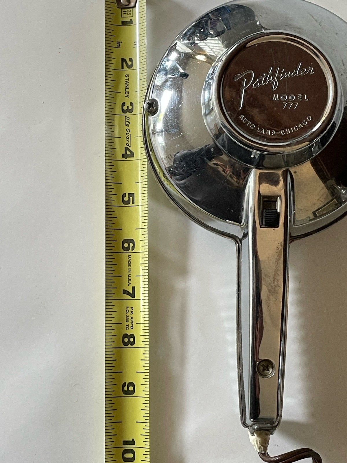 Vintage Chrome Pathfinder Model 777 Hand Held Spotlight 12 VOLT Tested - Works