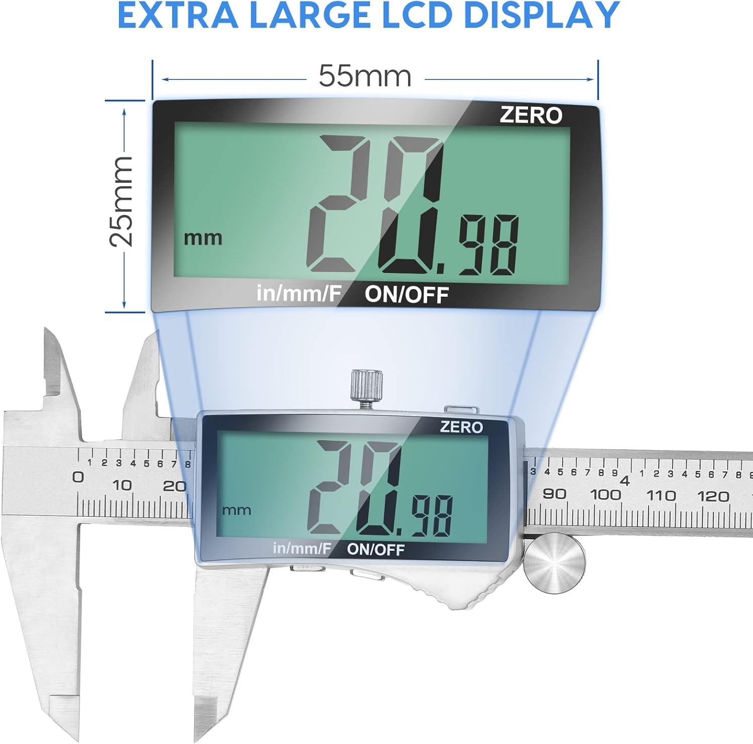 6-Inch Caliper Tool with Extra Display & Easy Zero Setting for DIY Projects