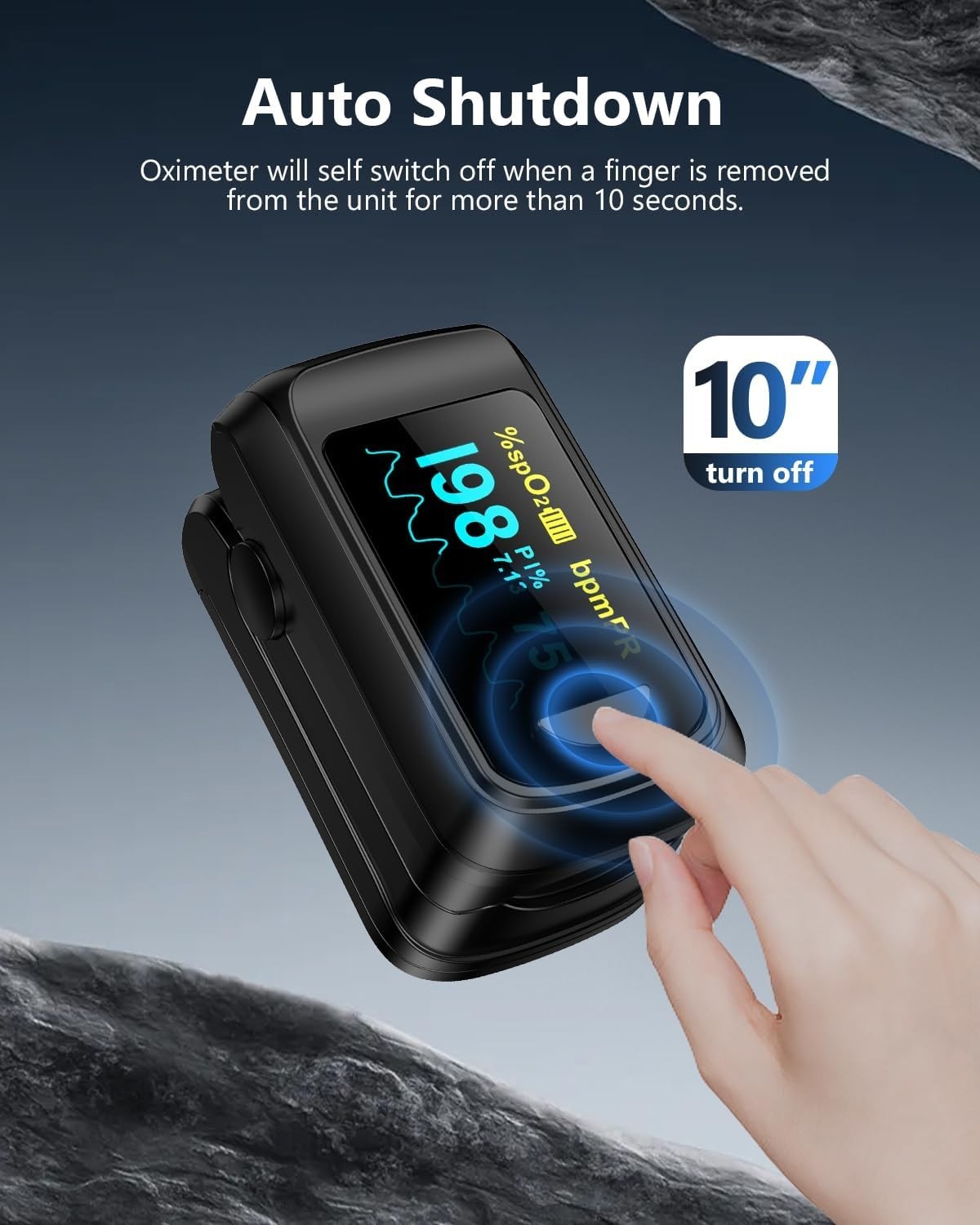 Lightweight Wireless Pulse Oximeter with 2 AAA Batteries & User-Friendly Design