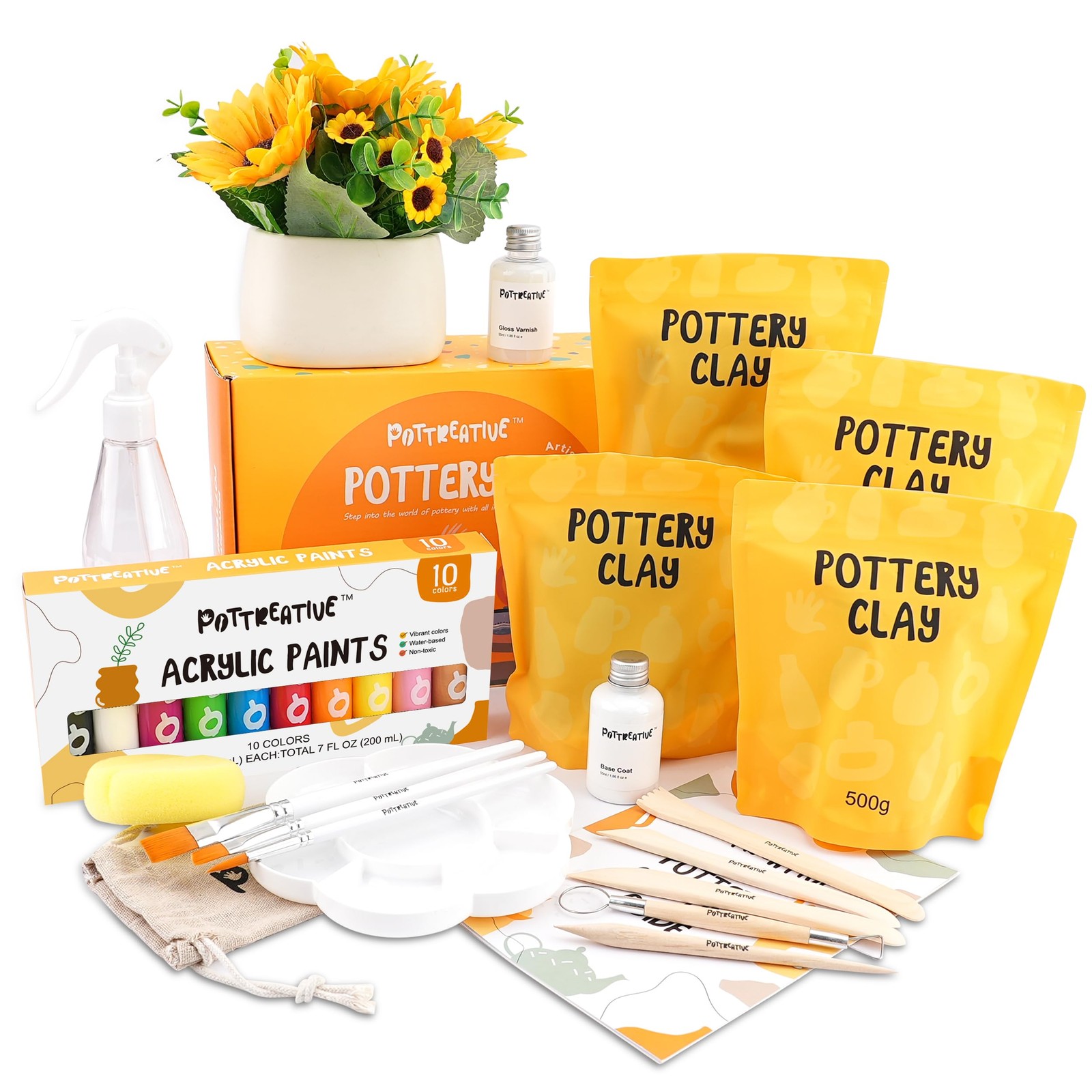 POTTREATIVE Air Dry Clay Kit for Adults, Pottery Starter Kit with Tools & Guide