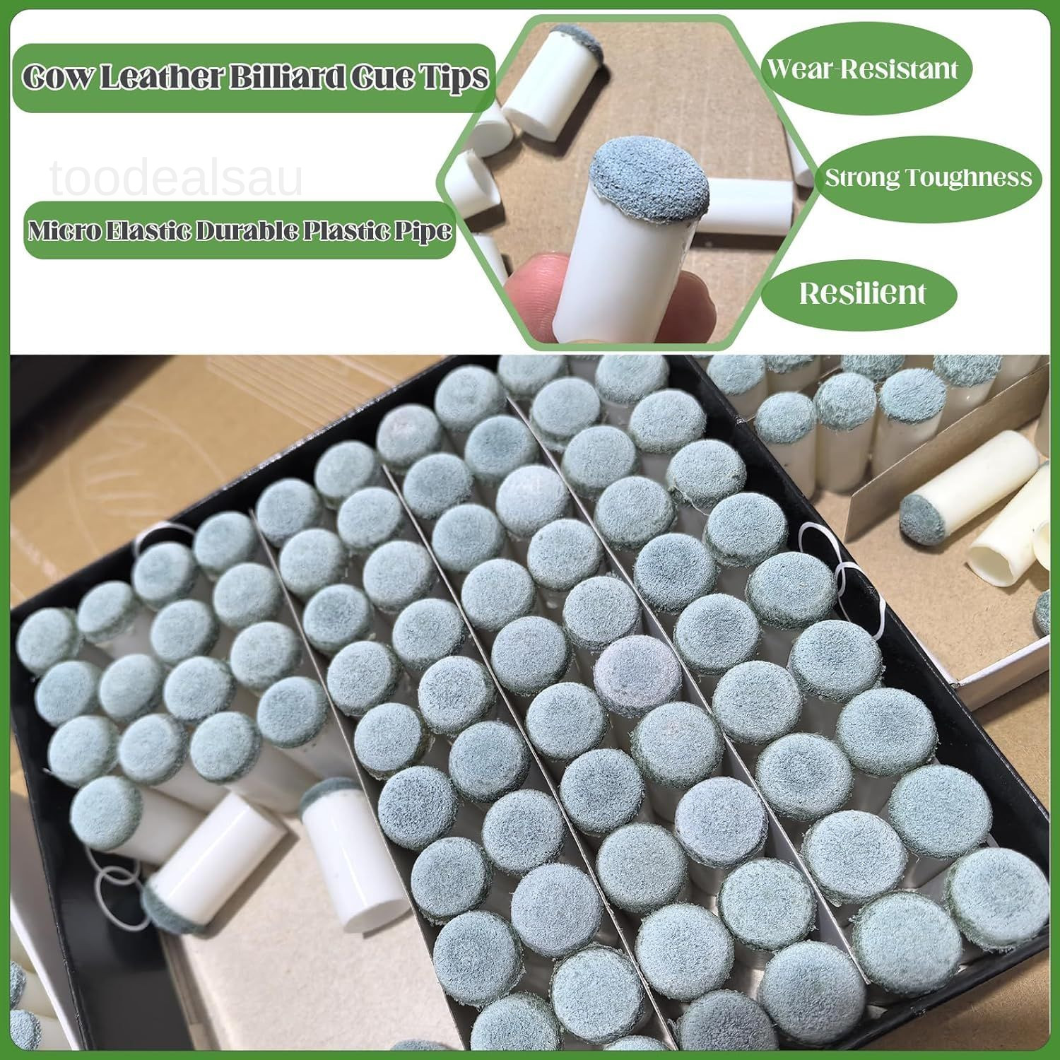 20pcs Slip On Pool Cue Tips, 4 Sizes Queue Stick Tips white and grey