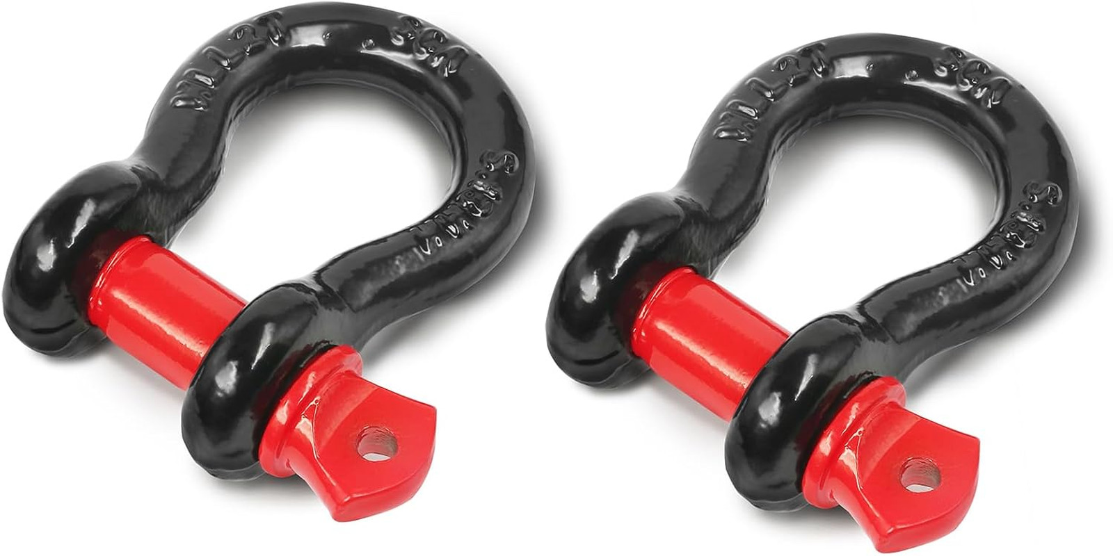 2 Pack 1/2" D Ring Shackles Tow Recovery Winch Hitch Hook Black Red