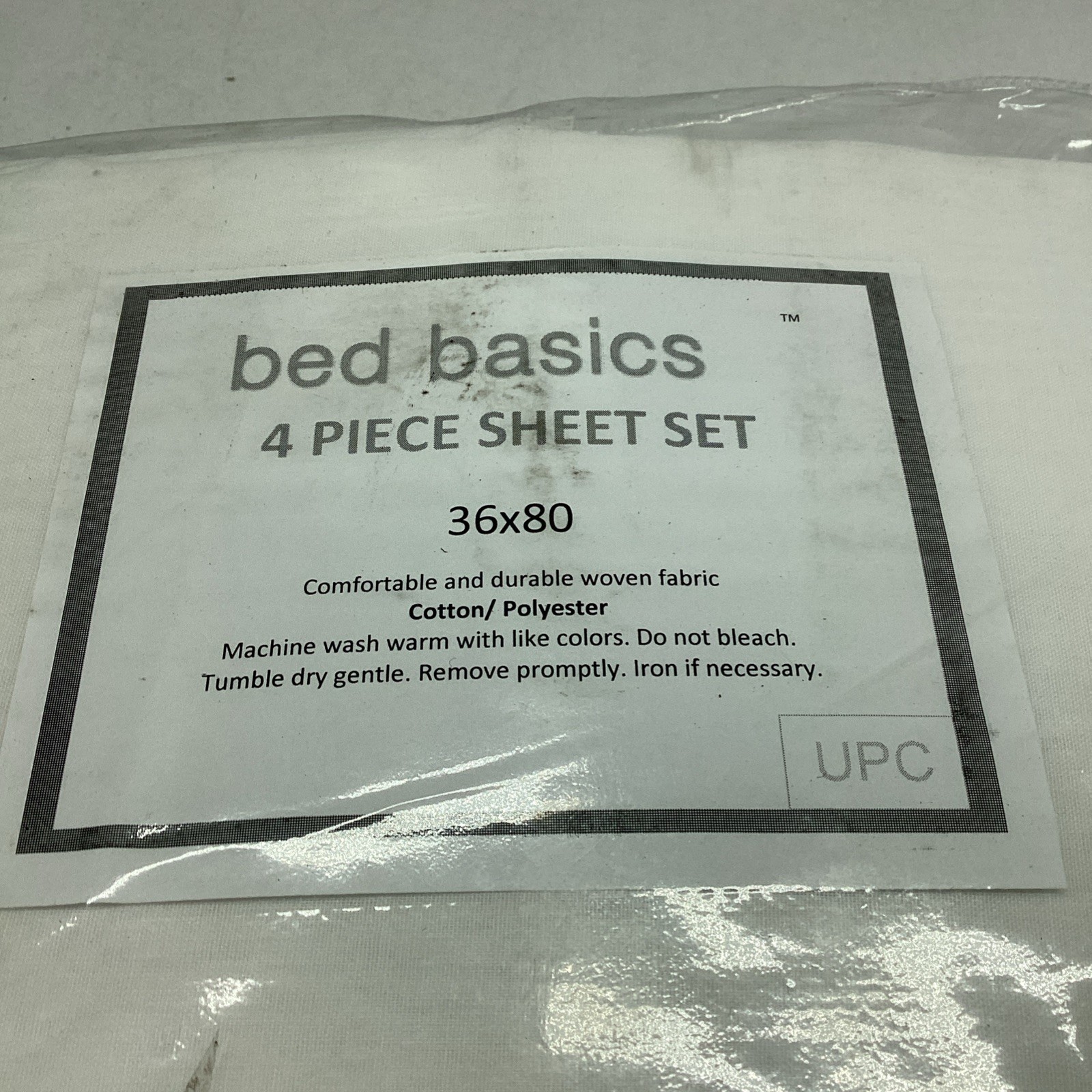 Bed Basic 4 Piece Sheet Set Cotton/Polyester 36" x 80" White