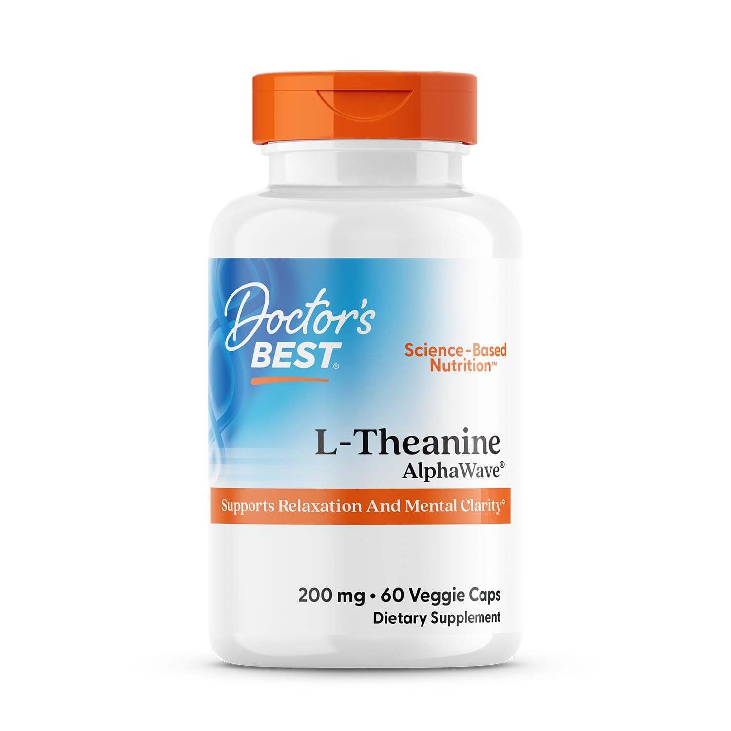 Doctor's Best L-Theanine Caps 200mg for Men & 60 Count (Pack of 1), No Color