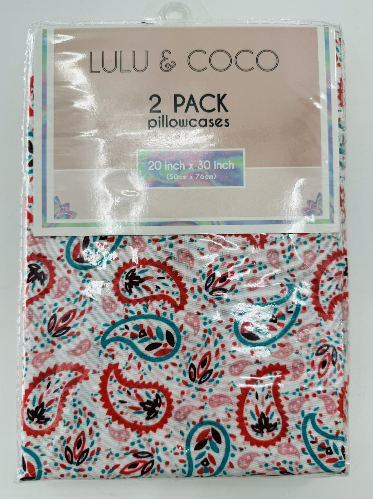 Lulu & Coco Pillowcases 2pc Microfiber Paisley 20in X 30in Bedding Teen NEW
