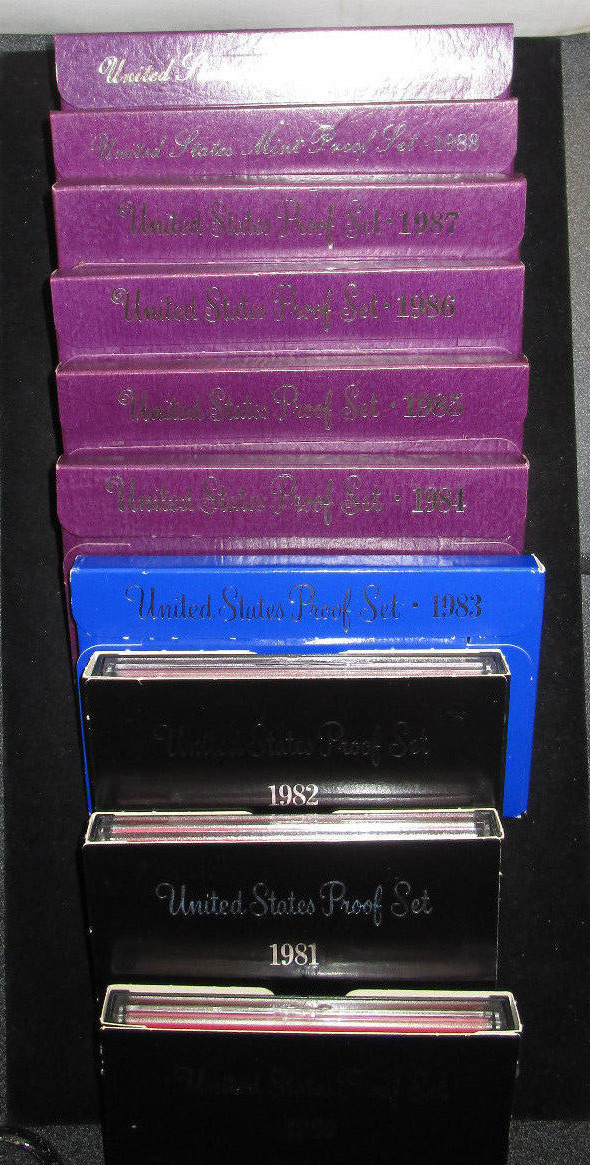 Proof set lot 1980, 1981, 1982, 1983, 1984, 1985, 1986, 1987, 1988, 1989 all 10