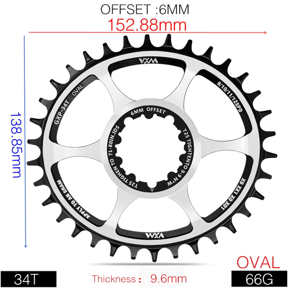 MTB Bicycle Oval Round Chainring 3/6mm Offset Direct Mount Star Ring 32T 34T 36T