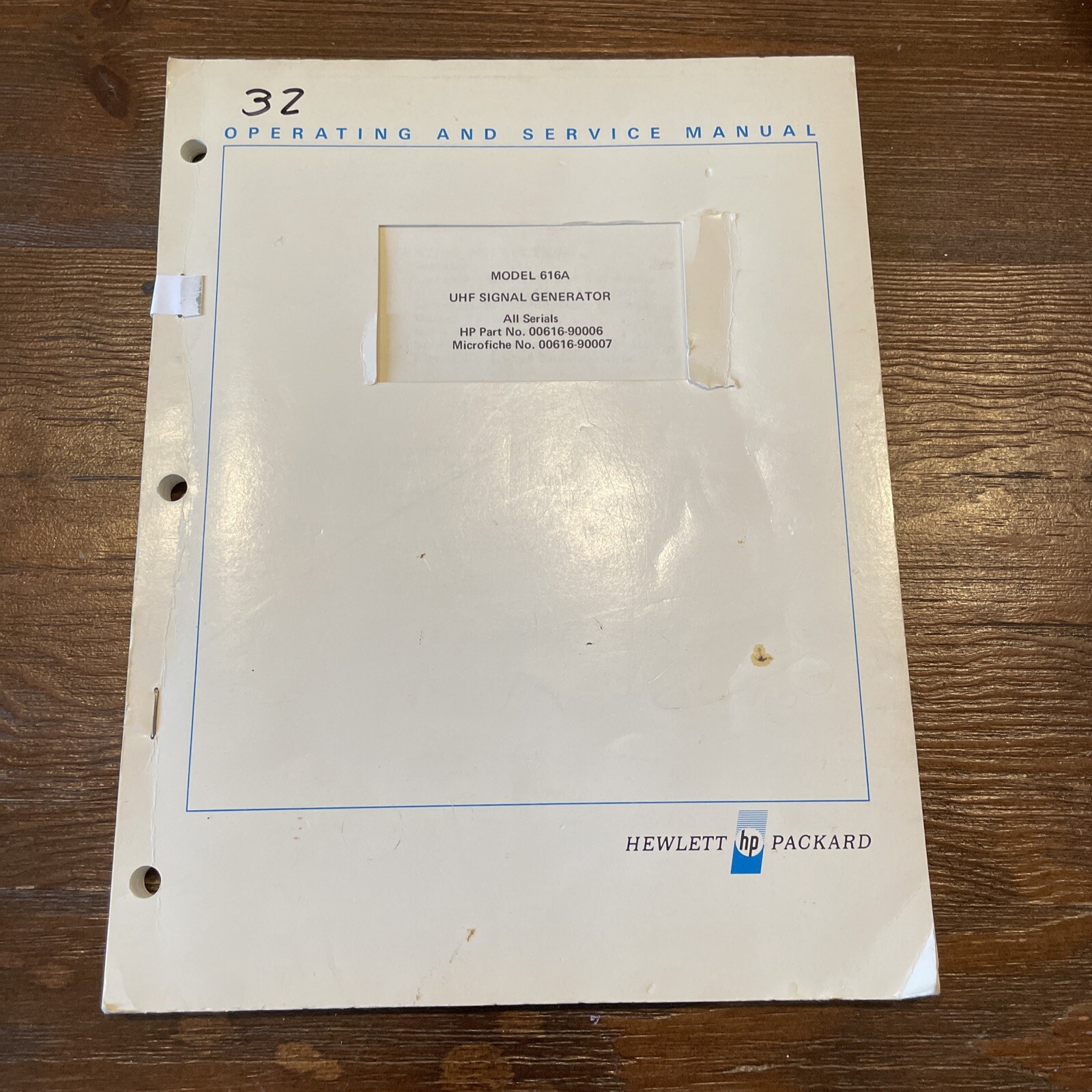 HP 616A UHF Signal Generator Operating & Service Manual 00616-90006