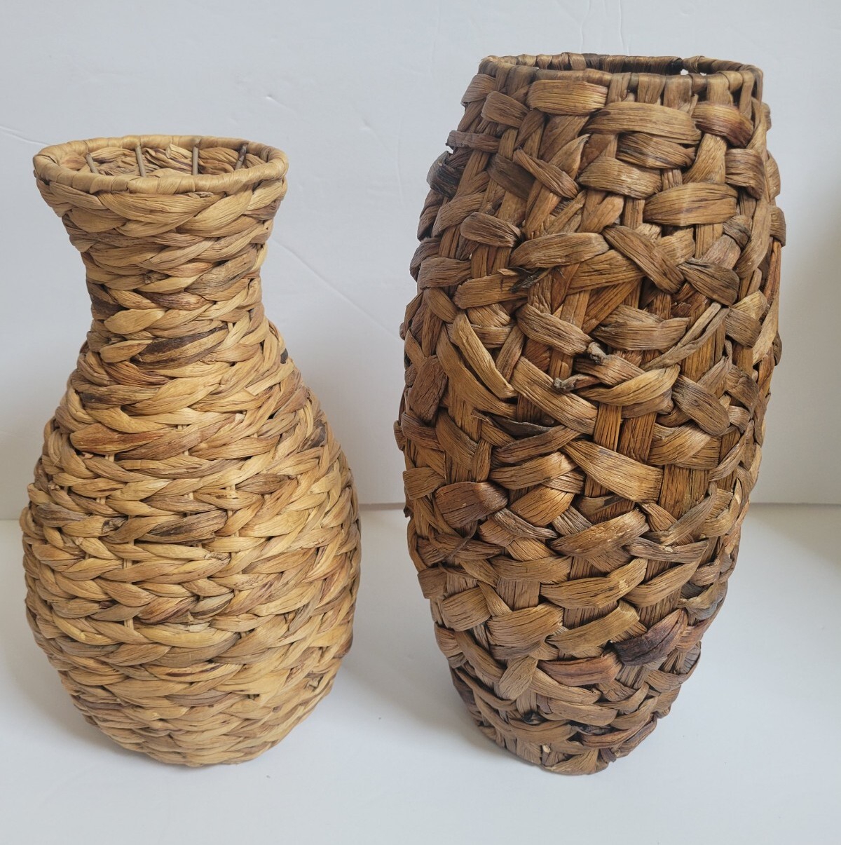 2 Tall Bamboo Natural Woven Seagrass Rattan Vase Large Decor Grass Display