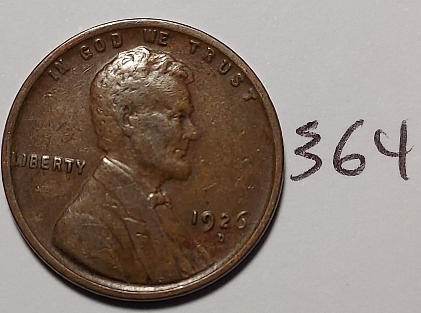1926-D Lincoln Wheat Cent  VERY FINE  #364