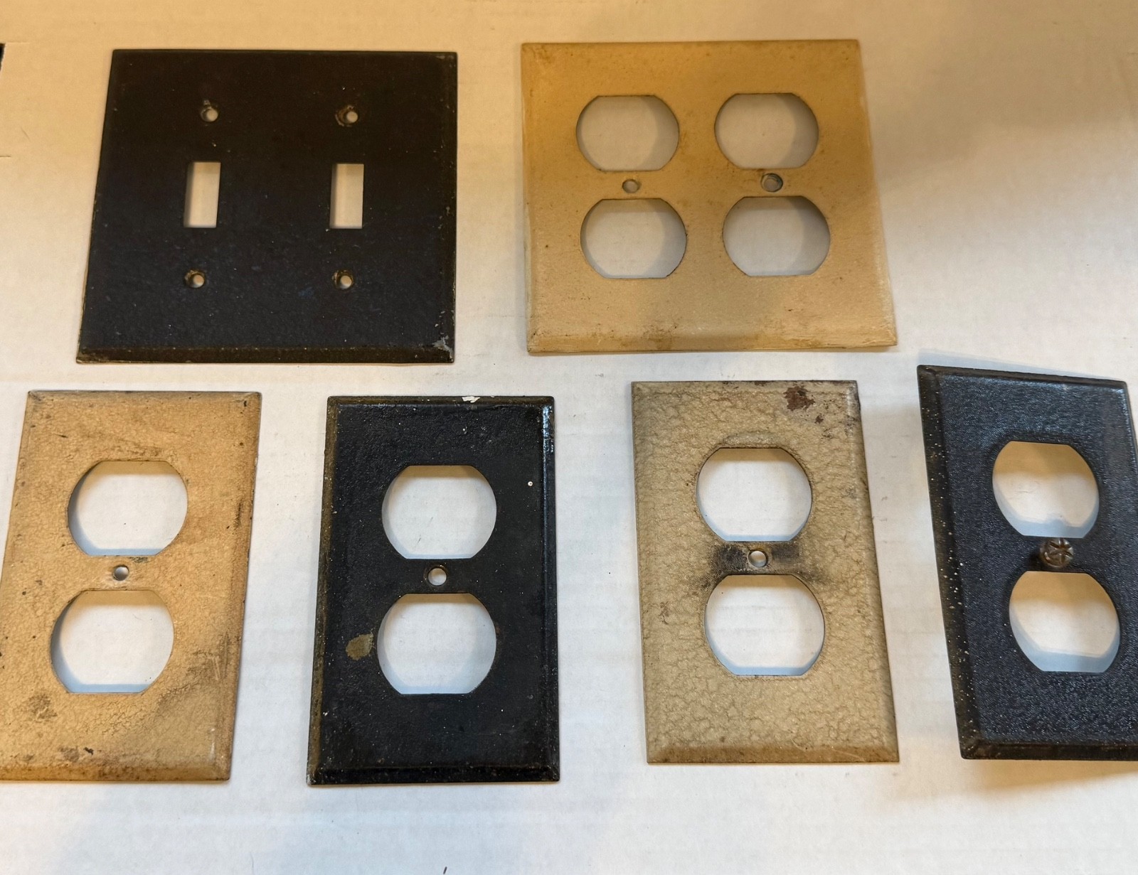 set of 6 VINTAGE Metal light switch and outlet covers