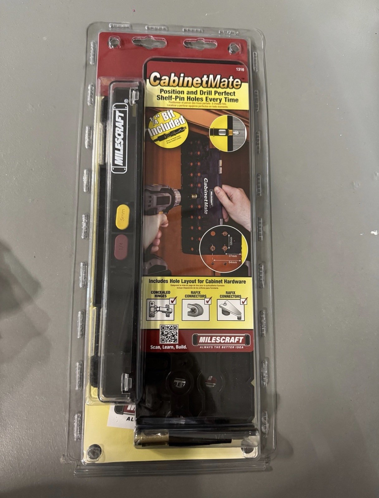 Milescraft 1316 CabinetMate Shelf Pin Drilling Jig Bit Included - BRAND NEW