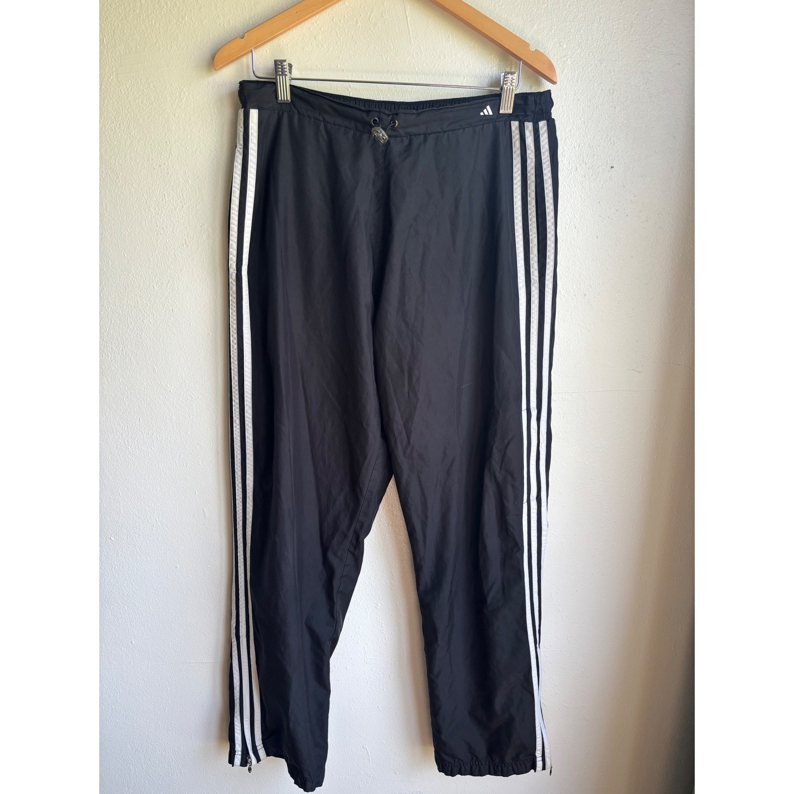 Adidas Mens Vintage Black White 3-Stripe Wind Track Pants AUZ001 Size L 11/01